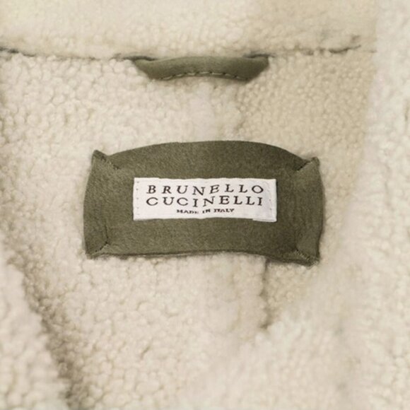 NEW $7995 Brunello Cucinelli Shearling Moto Style Vest! M Mossy Green Fine Suede - Picture 6 of 7